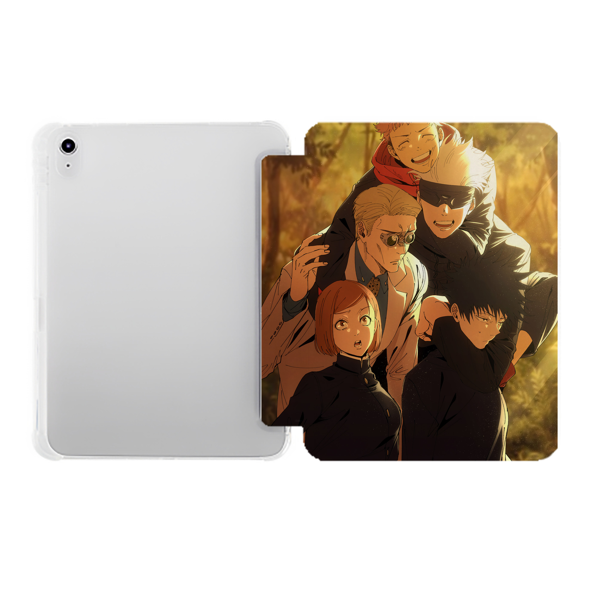 （画像用） 呪術廻戦 Jujutsu Kaisen IPad ケース ペン収納付き 三つ折りスタンド PUレザー×シリコン 対応機種9.5/10.5/10.9インチ